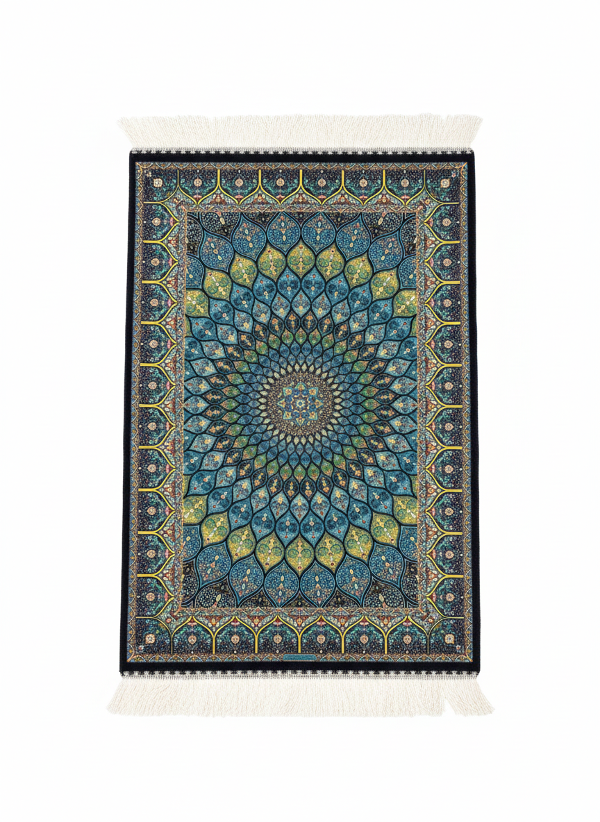Tapis Ghoum Iran en soie végétale fait main – 0,80 × 1,20 m